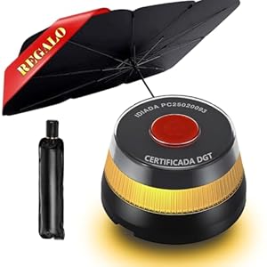 Home Goods Luz De Emergencia Coche V16 Homologada Dgt 3.0, Baliza V16 Geolocalizada Y Conectada, Ip54 Impermeable, Base Magnética, Visibilidad 1km, Obligatoria Desde 2026 Incluye Regalo