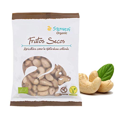 Sanvesi Frutos Secos Ecológicos. Anacardos Crudos. 100% Natural y Orgánico. Sin Gluten - Vegano - Sin Azúcares Añadidos. Bolsa 100g