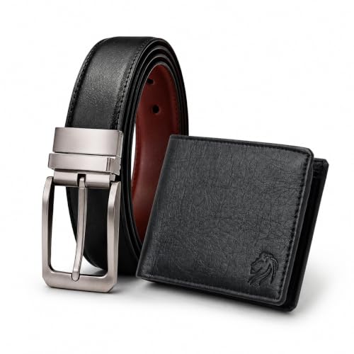 Image of VEMILIO Wallet & Reversible Belt Combo Gift Set for Men | Wallet Belt Combo for Men