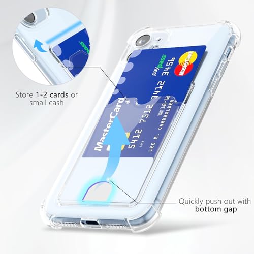 Image of Premium Shockproof Transparent TPU Back Case Cover with Built-in Slim Card Holder Wallet for Apple iPhone 11 - Clear