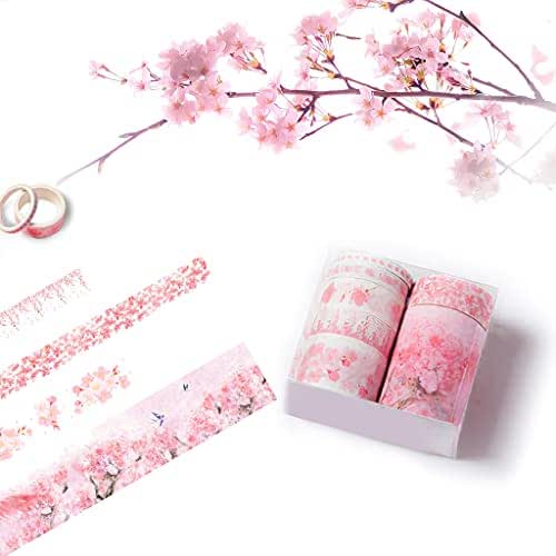 DAJOOEE Washi Tape 7 Rools, Cute Floral Blossom Masking Tape