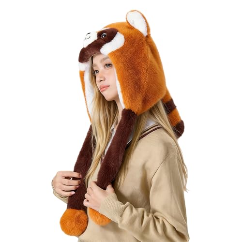 Gorro de animal de invierno para niños – Sombrero acolchado en forma de mazapán, gorro de felpa suave con orejas móviles, para mujeres y niñas, al aire libre, Cosplay, Disfraz, tiempo frío,