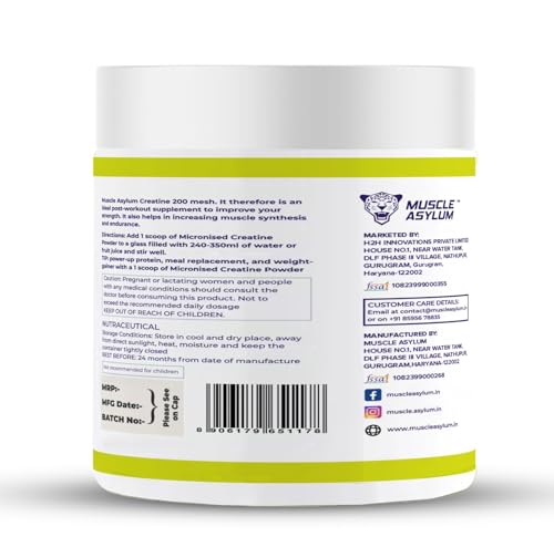 Image of Muscle Asylum Creatine Monohydrate Fruit Punch Flavour 100g | 3000mg Creatine Per Serving | Pre Workout & Post Workout Supplement for Strength, Energy & Endurance | Micronized Creatine Powder for Men & Women | Lean Muscle Recovery & Gym Performance Booster | 25 Servings