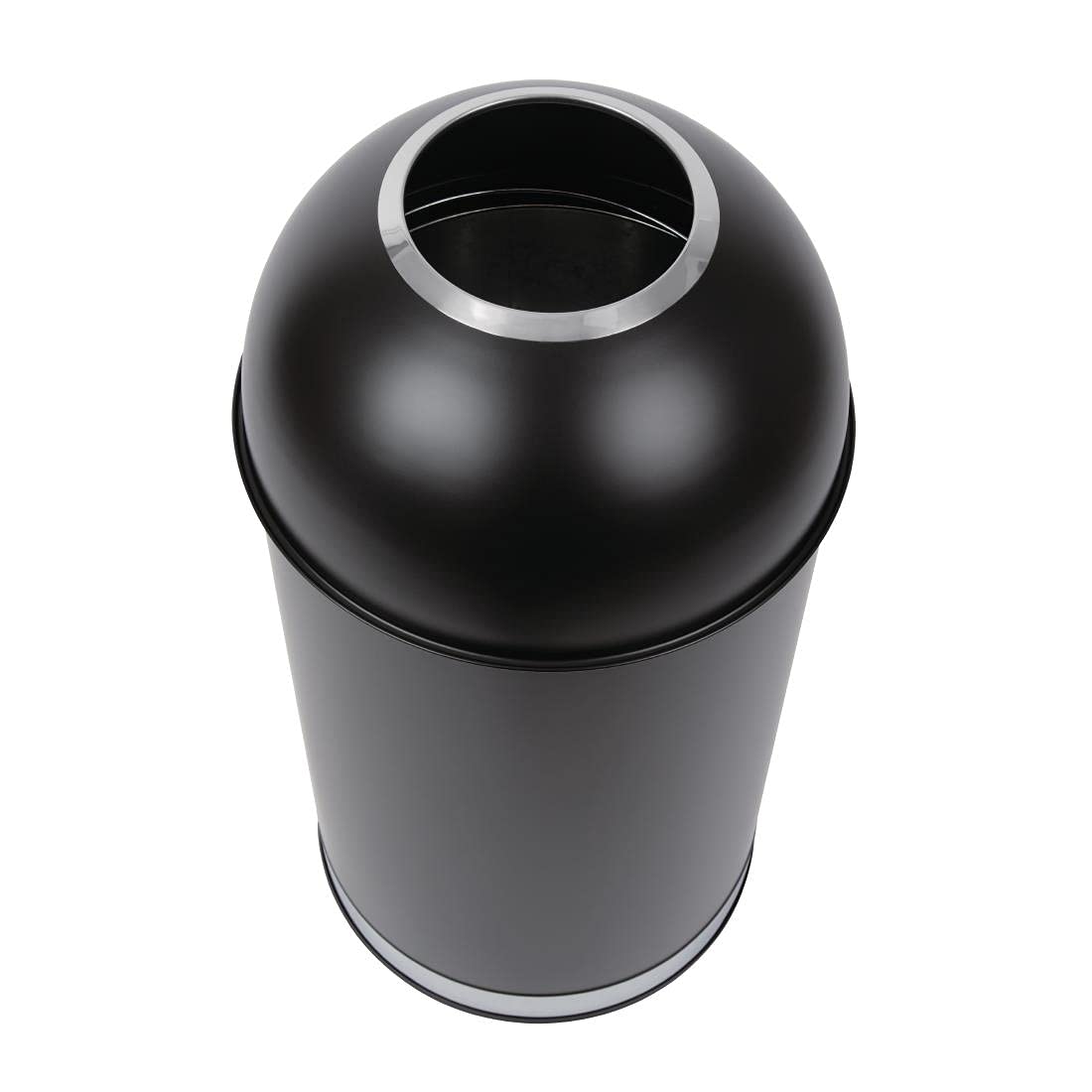 40L Black Open-Top Steel Trash Can by Bolero