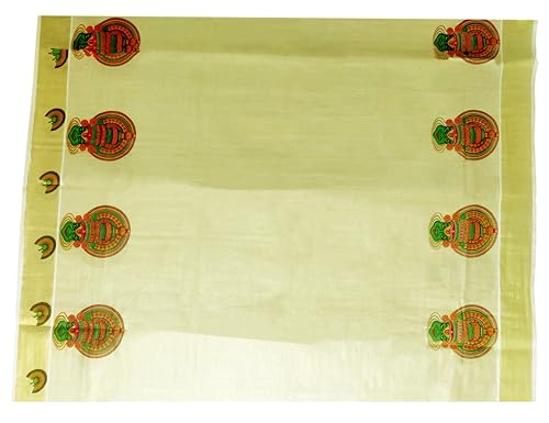 Image of Women's Mural Printed Kerala Gold Tissue Saree with Running Blouse Piece | Traditional South Indian Ethnic Saree for Festivals, Weddings & Special Occasions