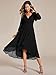 Ever-Pretty Women's Chiffon V Neck Long Sleeves A-Line Midi Length Wedding Guest Dress Cocktail Party Formal Dresses Black US14