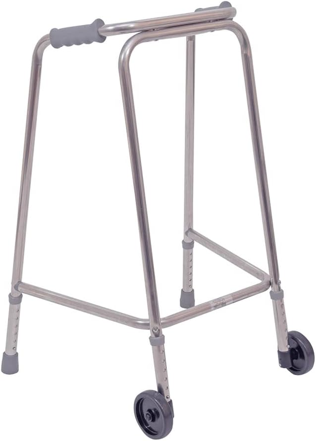 Ultra Narrow Walking Frame with Wheels - Slim Design - Large - Lightweight Aluminium - Non-Slip Rubber Ferrules - Ergonomic Hand Grips - Rehabilitation Walking Aid