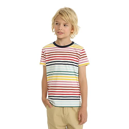 LittleSpring Boys Girls T Shirt Rainbow Striped Cotton Crewneck Tees for Kids Fashion4