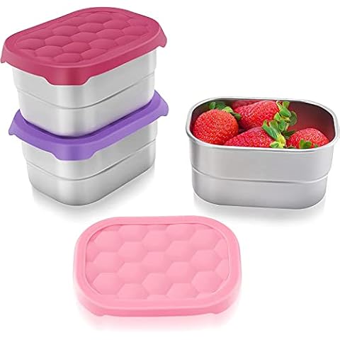 Tanjiae Stainless Steel Snack Containers for Kids | Easy Open Leak Proof Small Food Containers with Silicone Lids - Perfect Metal Toddler Lunch Box for Daycare and School (8oz) Cover