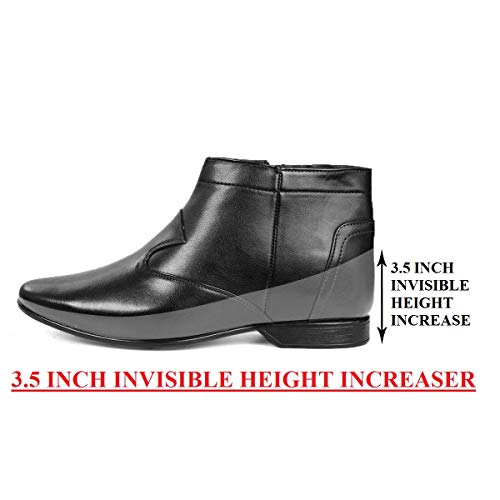 Image of mens Men's Faux Leather Height Increasing Black Boots Ankle Boot