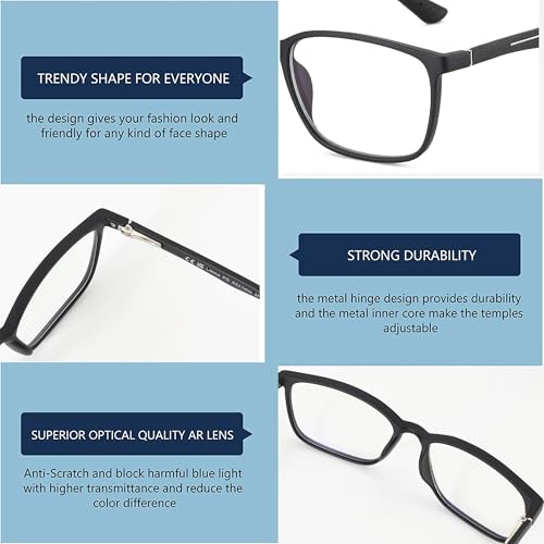 Image of BLUEMOKY Blue Light Reading Glasses for Men,Sport Square Frame Readers, Anti Glare Computer Glasses