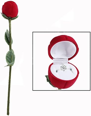 OFKPO Red Rose Jewelry Box Velvet Rings Jewelry Display 3D Ring Box Engagement, Wedding, Valentine Gift (1 PCS)