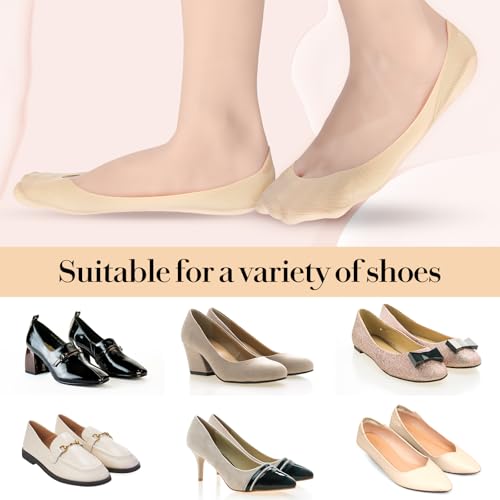 Image of Abeillo No Show Socks Womens, 5Pairs Non Slip Heel Ultra Low Cut Liner Socks for Women Size, Footies Invisible Socks for Flats (US Size 5-8) (Light Color)