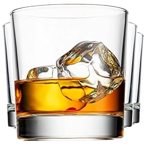Godinger Old Fashioned Whiskey Glasses, Italian Made Drinking Glasses, Glass Cups, Whiskey Gifts – Set of 4