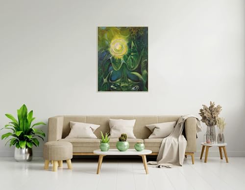 Tableau sur toile œil doré Max Ernst avec cadre de qualité supérieure argenté
