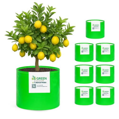 Image of HDPE Grow Bags for Plants 18X15 Inch (Pack of 8) | 260 GSM Heavy Duty UV-Protected Round Green Colour Plant Bags for Terrace and Vegetable Gardening | Strong & Reusable|