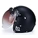 Generic Casco moto retrò vintage Chopper Scooter in pelle sintetica a faccia aperta Casco Moto Casco Dot Dotete maschera occhiali
