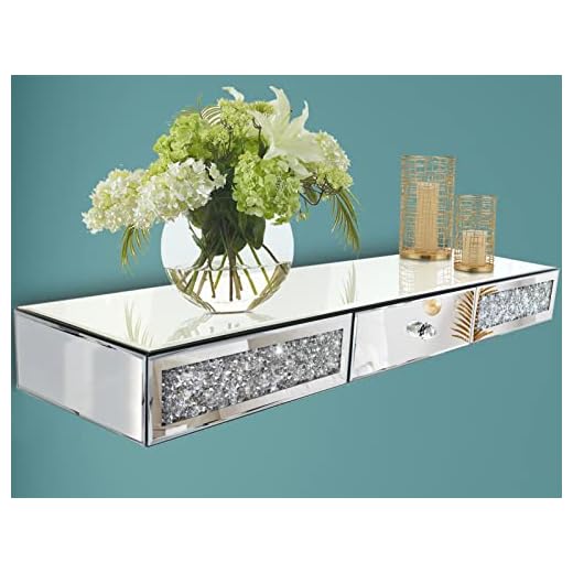 Stylish Mirrored Wall Shelf with Drawer
