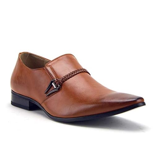 Sapato social masculino Jazame 98105 Urban bico fino sem cadarço com cinto, Conhaque, 42