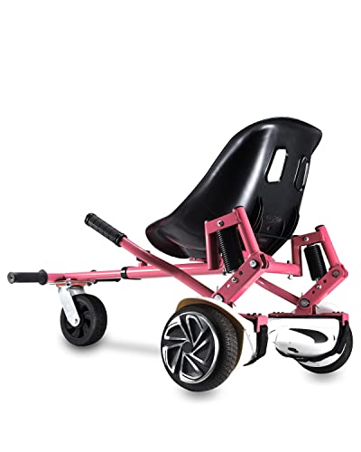 Hishine Hoverboard Go-Kart Attachment with Dual Shock Absorbers & 6' Off-Road Wheel, 265lbs Capacity, 26"-34.5" Length Adjustable for Kids & Adults, Suits 6.5', 8' & 10' Hoverboards