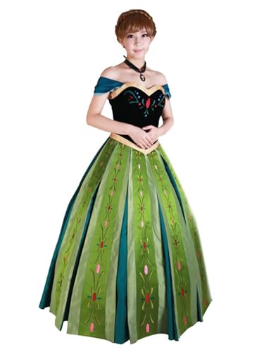 New front Femme Robe de Princesse Elsalisa Anna Déguisement pour Adulte Reine des Neiges Costume pour Carnaval Halloween Cosplay Soirée Manche Courte Ados...