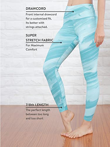 Image of CULT High Waist Running Tights with Side Pocket | Geometric Print | Breathable | Moisture-Wicking | Curved Hem
