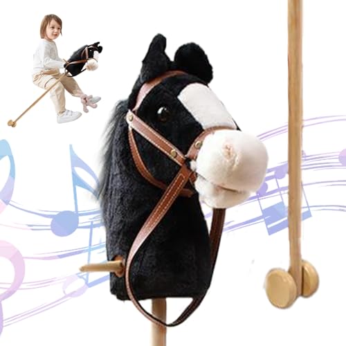 Hobby horse noir antidérapant avec roulettes pour jouer sans rayer le sol