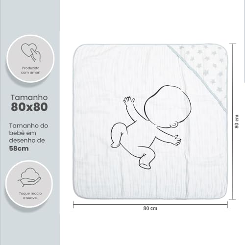 Papi Textil Toalha De Banho Papi Soft C/Capuz Estamp 80Cm X 80Cm Contem 01 Un