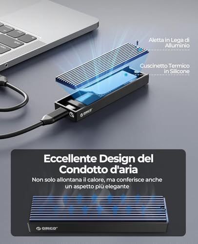 Case SSD M.2 NVMe Adattatore USB C USB 3.1 Gen2 10Gbps SSD Esterno per Custodia Disco Rigido a PCIe M-Key M2 per 2230/2242/2260/2280 NVMe SSD con UASP, SMART- M2PV2 - Hdd - Immagine 2