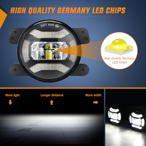 Image of Nilight 4 Inch LED Fog Light Assembly Compatible with 2007 2008 2009 2010 2011 2012 2013 2014 2015 2016 2017 2018 Jeep Wrangler JK TJ LJ with DRL Driving Off Road Clear