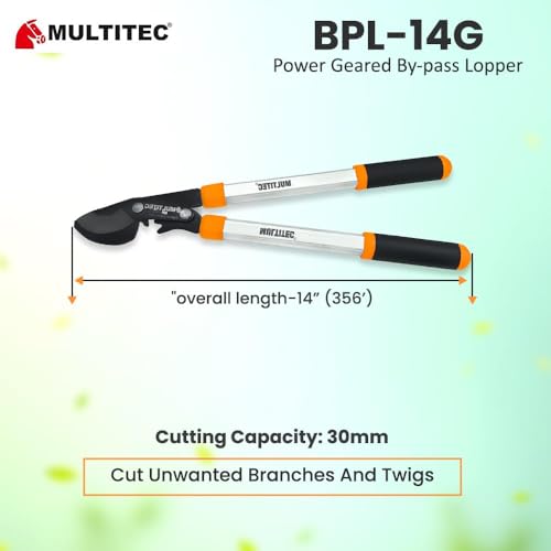 Image of MULTITEC BPL-14G Geared Bypass Lopper | Heavy Duty Tree Branch Cutter for Green Wood Pruning