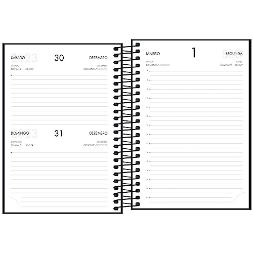 Tilibra - Agenda Executiva Espiral Diária 12,9 x 18,7 cm Napoli 2024 - Capa Preta