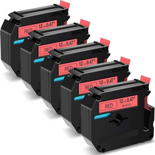 ���x���e�[�v 5PK M231 M-K231 MK231 M-231 PT-45M PT-90 PT-70BM PT-85 �ƌ݊���������܂�(5PK Black on Red)