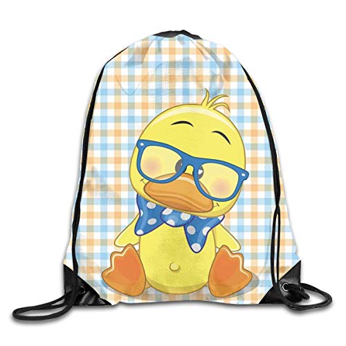 Nou00a0Brand Drawstring Backpack Sports Gym Bag for Women Men, D0991 Hipster Boho Baby Duck Dotted Bow Cool Free Spirit Smart Geese Artsy Design
