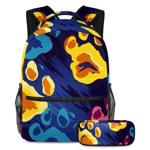 Sac à dos motif chien et empreintes de pattes 84 grand format pour les cours et les sorties