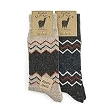 GoWith 1-2 Pairs Unisex Alpaca Wool Socks, Thermal Warm Cozy Merino Wool Socks, Heated Fuzzy Winter Boot Socks, Beigebrown-4-2 Pairs, 7.5-9.5