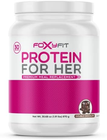FoxyFit Protein for Her, Double Chocolate Whey Protein Powder with CLA and Biotin for a Healthy Glow (1.91 lbs)
