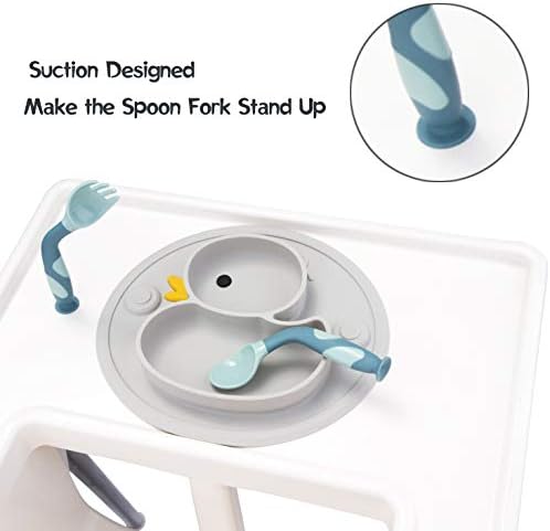 Baby Utensils Spoons Forks with Travel Safe Case for Toddler Babies Children Feeding Training Spoon Easy Grip Bendable Perfect Self Feeding Learning Stand Spoons Forks