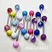 FIRSAUKI Candy Color Tongue Rings Set Ball Tongue Barbells Nipple Ring Piercing Jewellery 14G Surgical Steel Tongue Bars Clear Acrylic Plastic Nipple Rings Glow In Dark Marble Tongue Jewelry