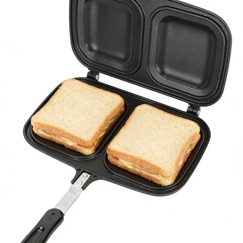 Natudeco Breakfast Pan, Nonstick Double Sided Frying Pan, Toasted Sandwich Maker, Coating Grill Pan, Kitchen Cooking Tool for Pancakes, Eggs, Toasts - Image 2