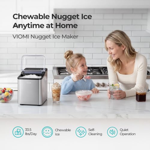 Viomi Nugget Ice Maker Countertop, Chewable Pebble & Pellet Ice Machine with Self-Cleaning Pump, 33.5lbs/24H Crushed Ice for Home, Kitchen, Bar, RV, Party, Outdoor, Stainless Steel by VIOMI - Used condition - Image 2