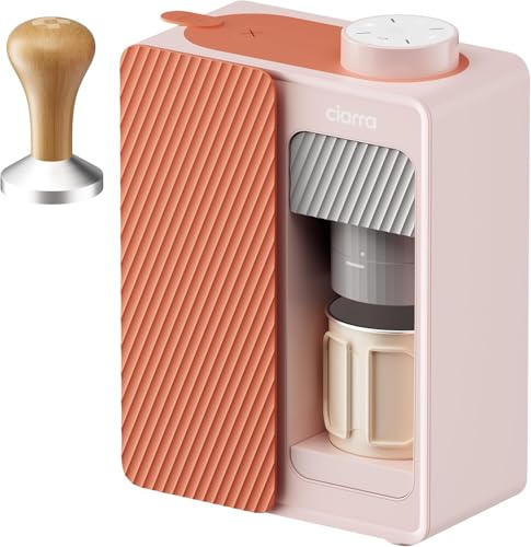 CIARRA Compact Espresso Coffee Maker, 400W BloomBox Brewing Portable 15Bar Pump, Capsule-Free, Dust-Resistant Spout, 180mL Water Capacity, 3-Temperature Settings, Brew Anywhere–CBPCM551-P