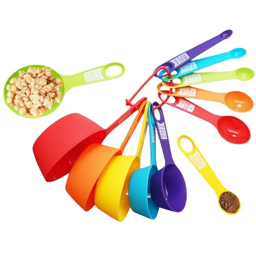 SYNbrio 12 Piece Measuring Cups and Spoons Set, Stackable Colored Kitchen Essentials Tools.