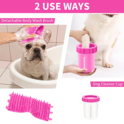 Comotech Dog Paw Cleaner, Portable Dog Paw Washer Pet Cleaning Silicone Brush With 3 Absorbent Towel, Pet Foot Cleaner For Small Breed Dogs(Pink) #TOP3