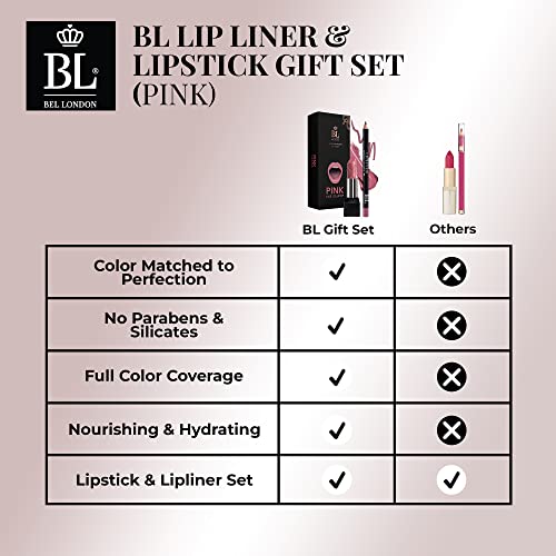 Bl Color Matched Lip Liner & Lipstick Set (Pink) - Full-Coverage Argan Long Lasting Lipstick And Lip Liner Set With Natural Oils For Nourishment, Hydration, & Protection - Chemical-Free #TOP5