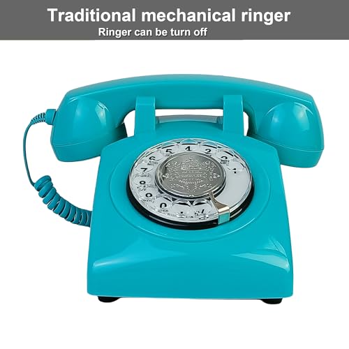 Image of TelPal Retro Corded Landline Phone Antique Vintage Phone with Old Fashion Rotary Dial Keypad, Decorative Classic 80s Phone for Gift