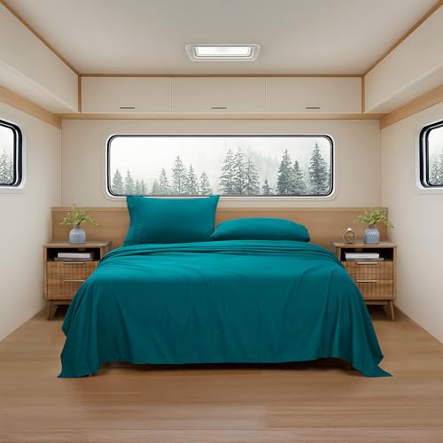 Camping Sheets Full Size - Outdoor Air Mattress Sheet Set – Built-in Corner Straps for Air Mattress & Camping Use – Designed for Inflatable Beds & Tailgate Sleepovers, Teal