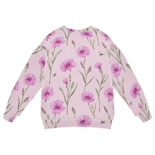 JUNZAN Cartoon Dianthus Pink Kids Girls Sweatshirt Hoodie Long Sleeve Sweatshirts for Boys Party 4T2