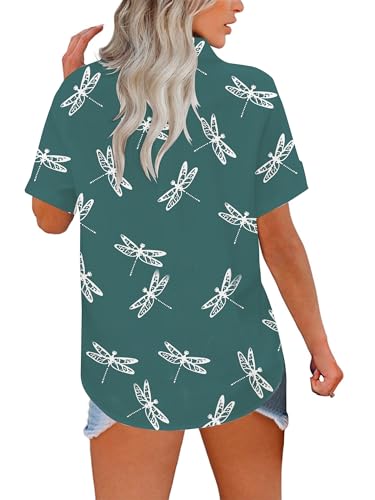 Short Sleeve Floral Tops for Women Summer Flower Printed V Neck Tshirts Button Down Tops Dressy Casual4