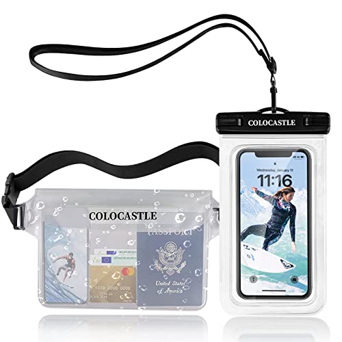 COLOCASTLE Pochette Etanche Smartphone, Sac Etanche Telephone Portable Etui Pochette Imperméable avec Sangle Réglable, IPX8 Plage Accessoire pour Nage Pêche Kayak Natation Rafting Surf